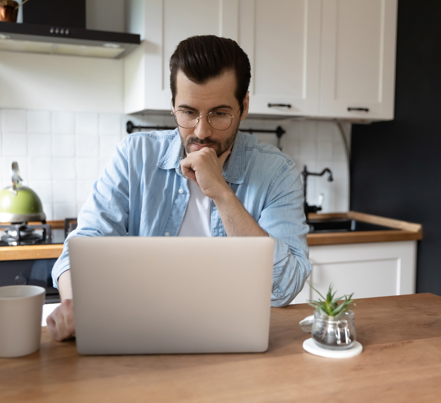 male using laptop