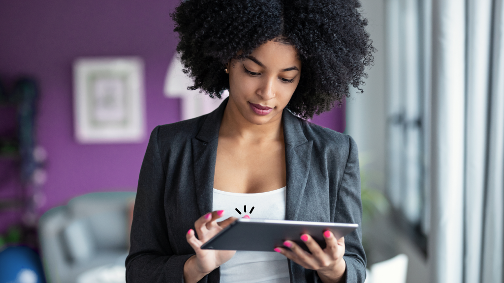 Woman using her iPad